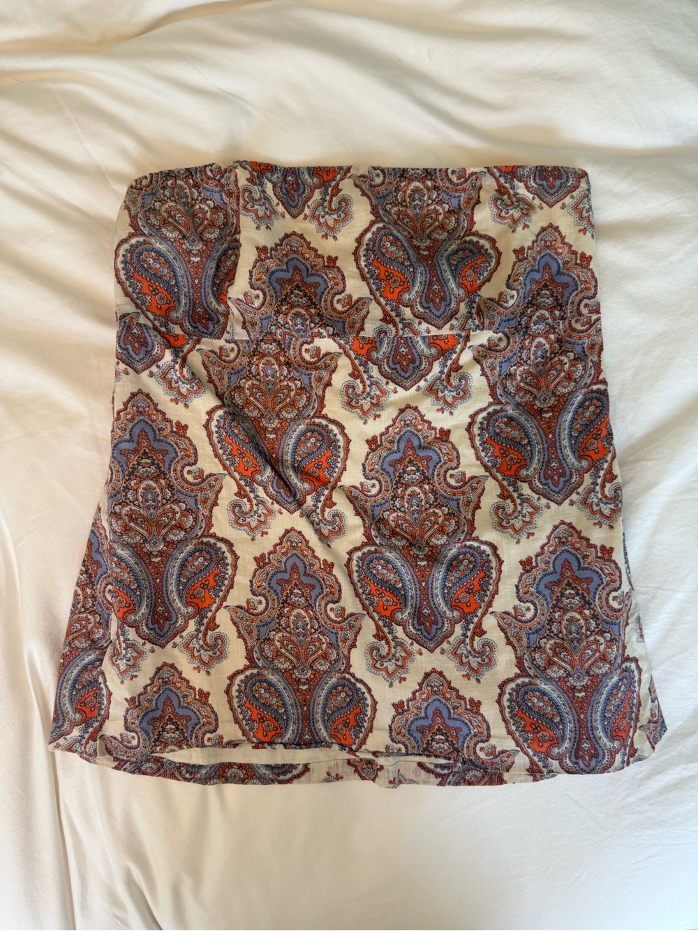 JCrew Women's Cream Paisley sleeveless top with Orange & Blue Accents